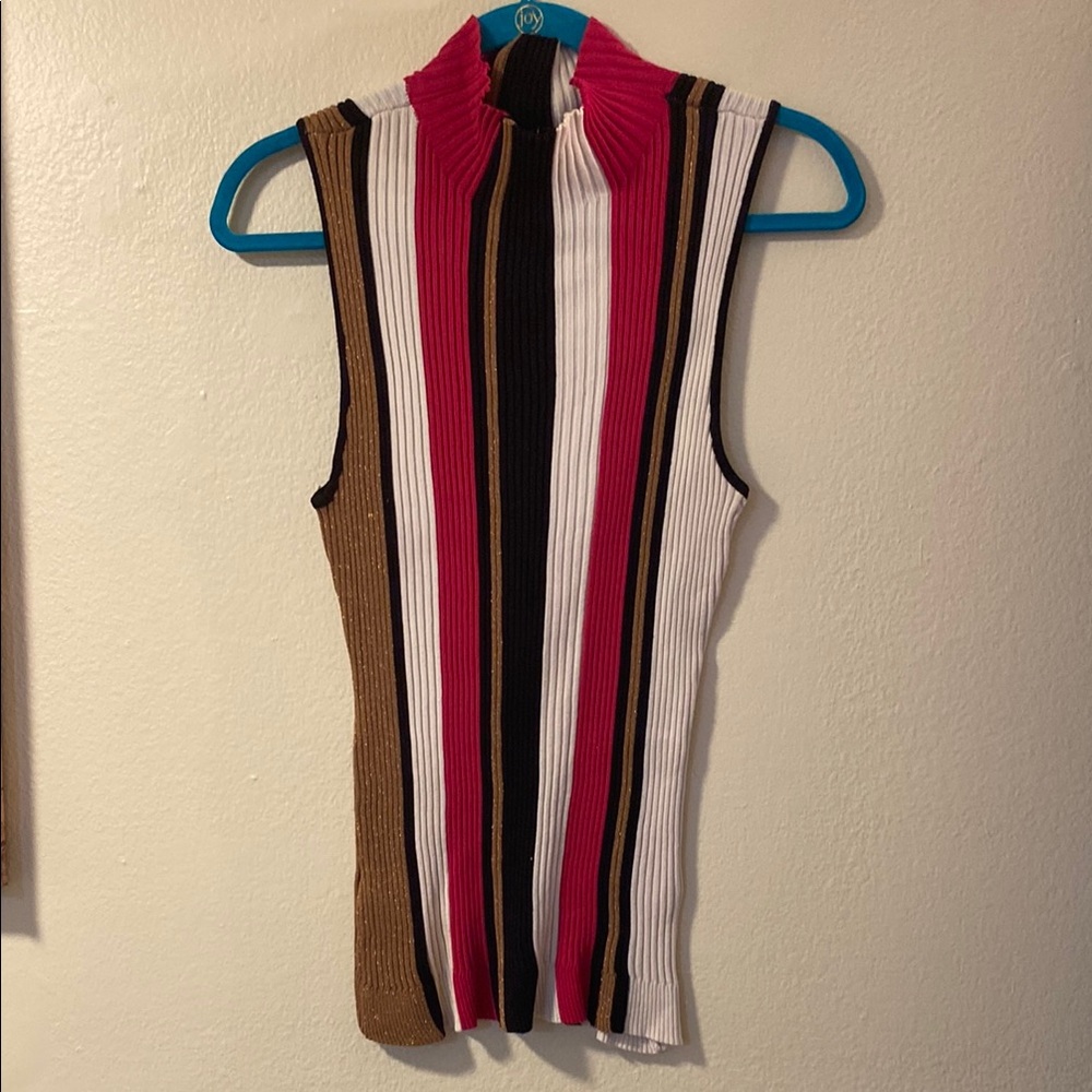 INC International Concepts Ribbed Mandarin Collar Tank Top